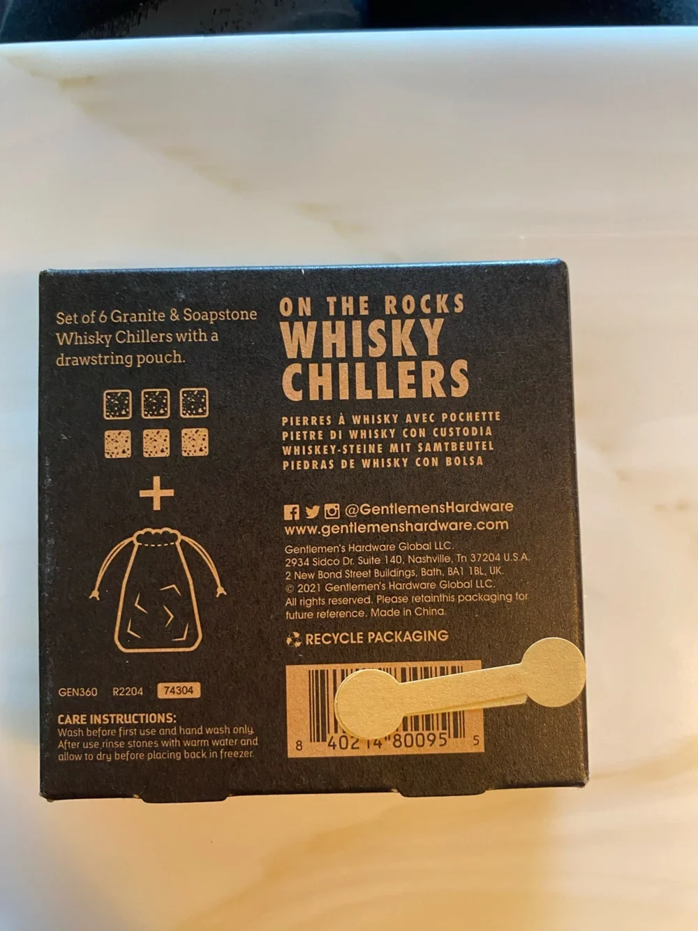 Whisky Chillers -  Stone Set of 6 with drawstring pouch